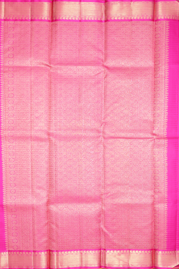 Kanchipuram Silk Saree In Saffron Yellow Checks Along Buttas