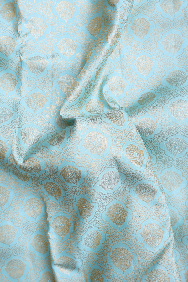 Kanchipuram Silk Saree In Mint Blue With Brocade Design