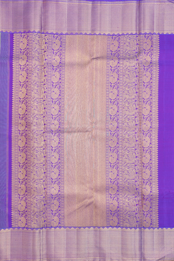 Kanchipuram Silk Saree In Mint Blue With Checks Design