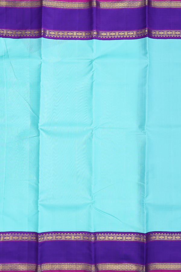 Kanchipuram Silk Saree In Mint Blue With Contrast Border