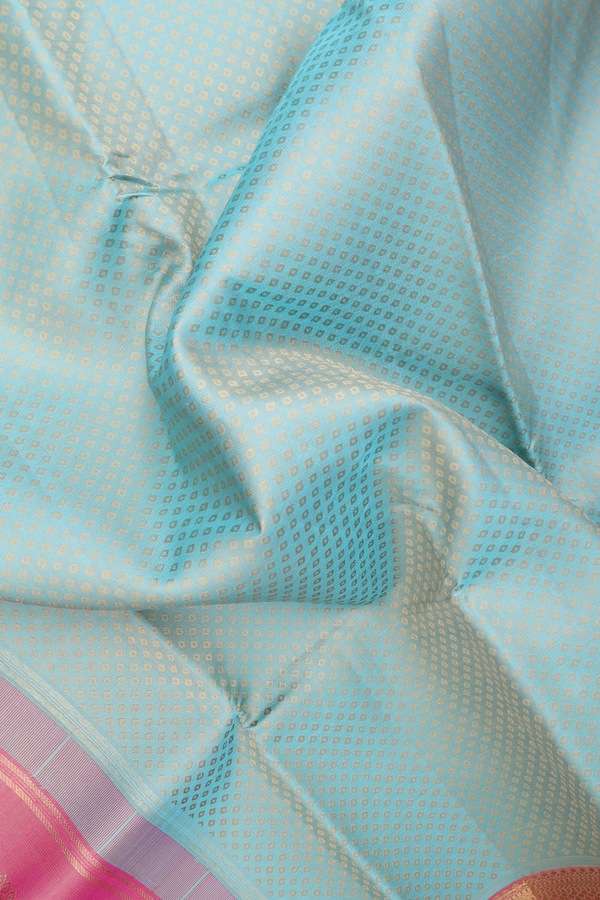Kanchipuram Silk Saree In Mint Blue With Jacquard Pattern