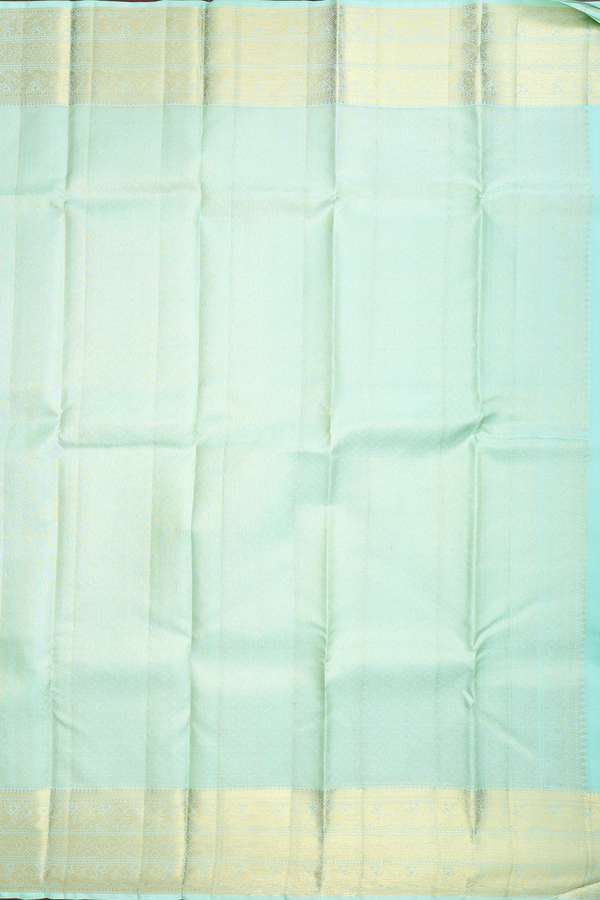 Kanchipuram Silk Saree In Mint Green Checks With Buttas