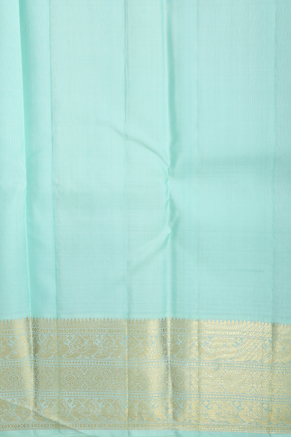 Kanchipuram Silk Saree In Mint Green Checks With Buttas