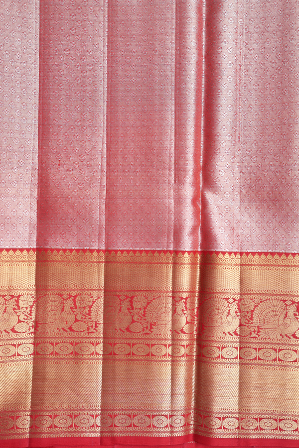 Kanchipuram Silk Saree Tissue Tiffany Blue With Diagonal Design
