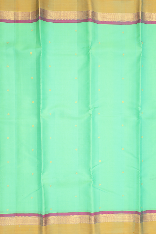 Kanchipuram Silk Saree In Mint Green With Floral Buttis