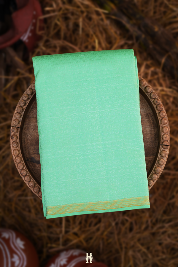 Kanchipuram Silk Saree In Mint Green With Jacquard Pattern