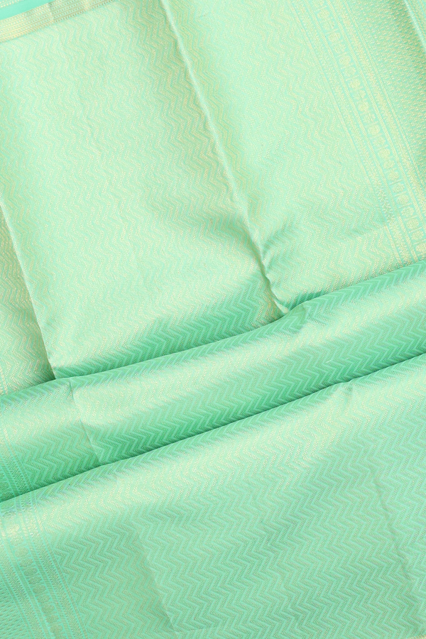 Kanchipuram Silk Saree In Mint Green With Jacquard Pattern