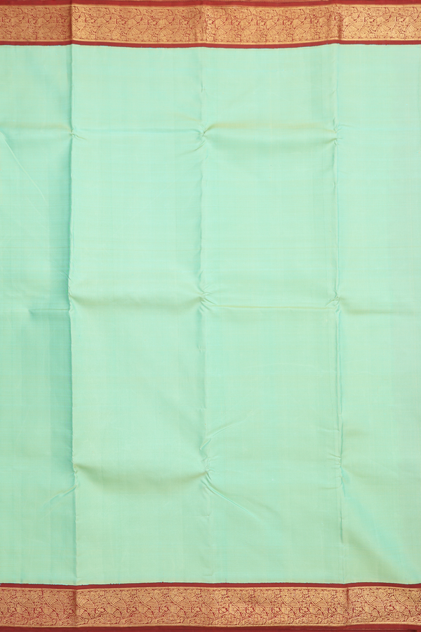 Kanchipuram Silk Saree In Mint Green With Korvai Zari Border