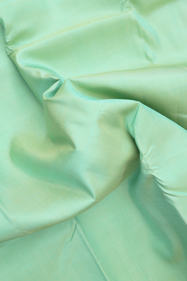 Kanchipuram Silk Saree In Mint Green With Korvai Zari Border