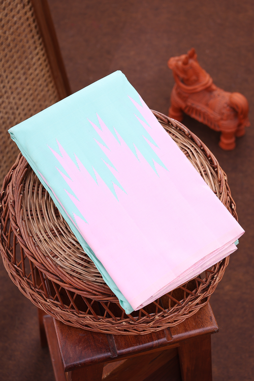 Kanchipuram Silk Saree In Mint Green With Temple Border