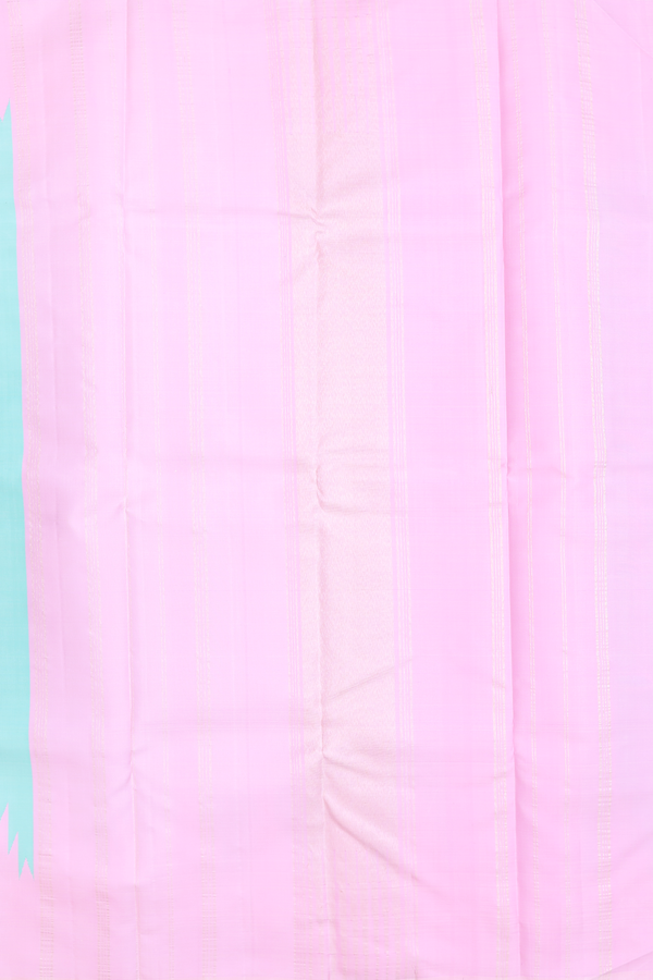 Kanchipuram Silk Saree In Mint Green With Temple Border