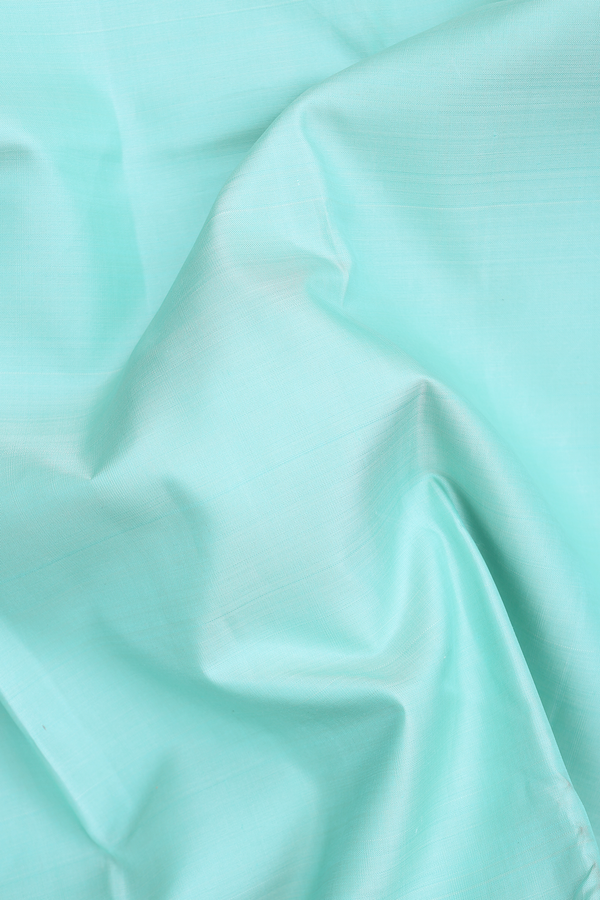 Kanchipuram Silk Saree In Mint Green With Temple Border