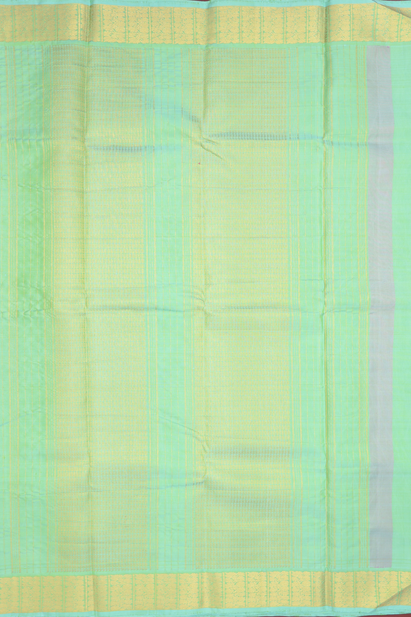 Kanchipuram Silk Saree In Mint Green With Zari Buttas
