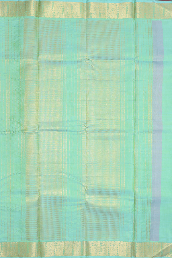 Kanchipuram Silk Saree In Mint Green With Zari Buttas