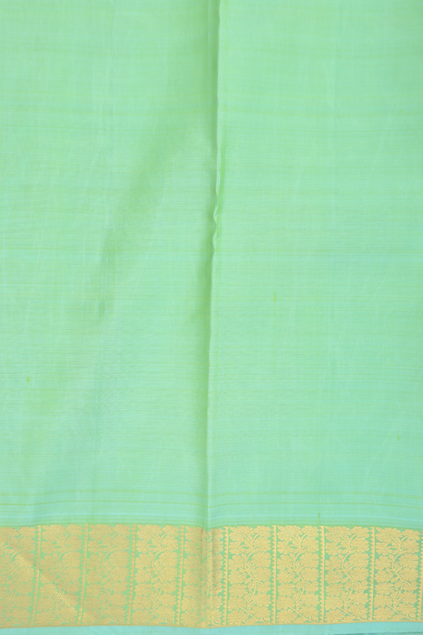 Kanchipuram Silk Saree In Mint Green With Zari Buttas