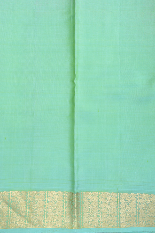 Kanchipuram Silk Saree In Mint Green With Zari Buttas
