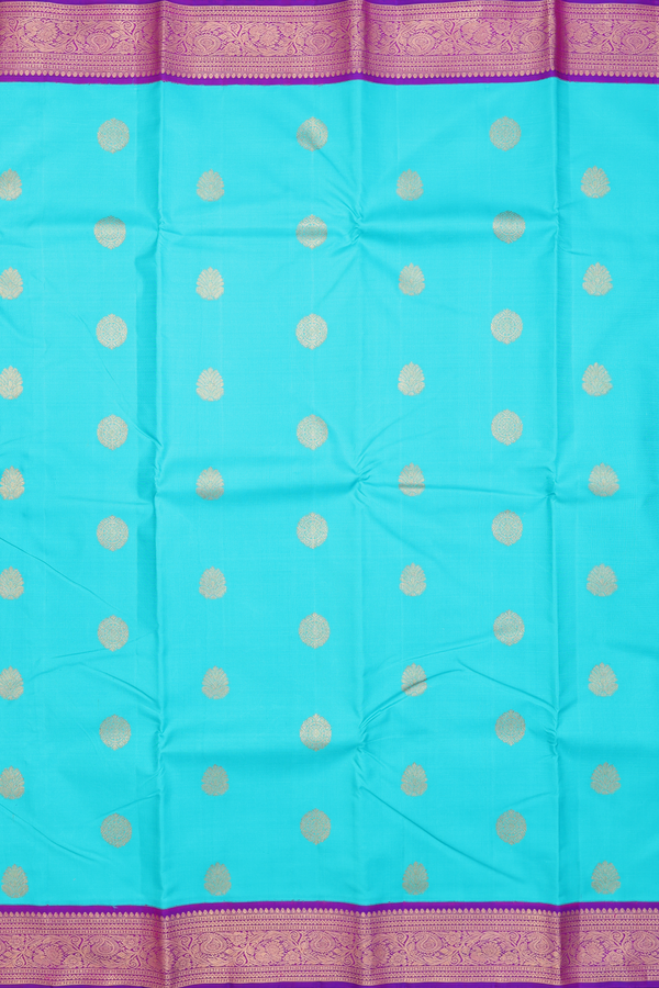 Kanchipuram Silk Saree In Mint Green With Zari Buttas