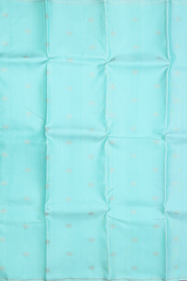 Kanchipuram Silk Saree In Mint Green With Zari Buttas