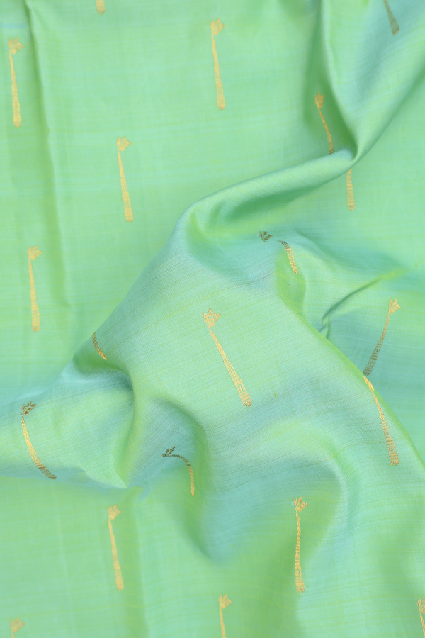 Kanchipuram Silk Saree In Mint Green With Zari Buttas