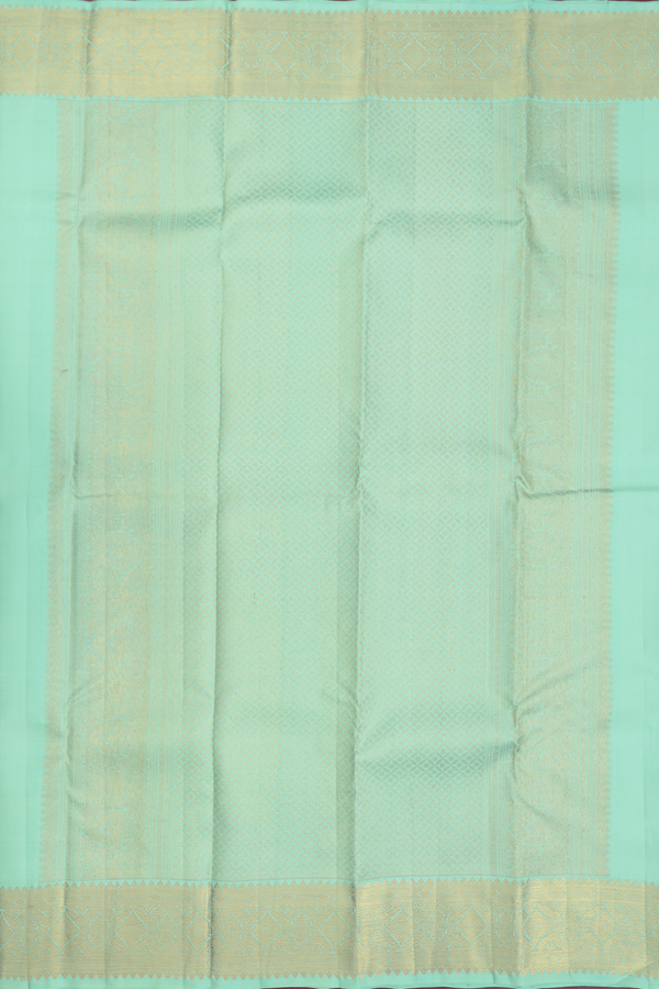 Kanchipuram Silk Saree In Mint Green With Zari Motifs
