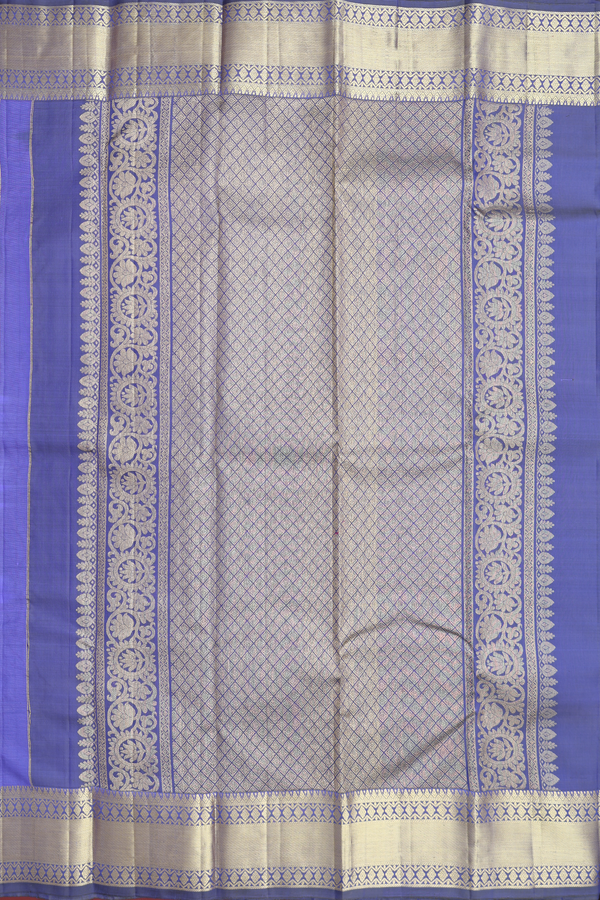 Kanchipuram Silk Saree In Misty Blue With Checks Design