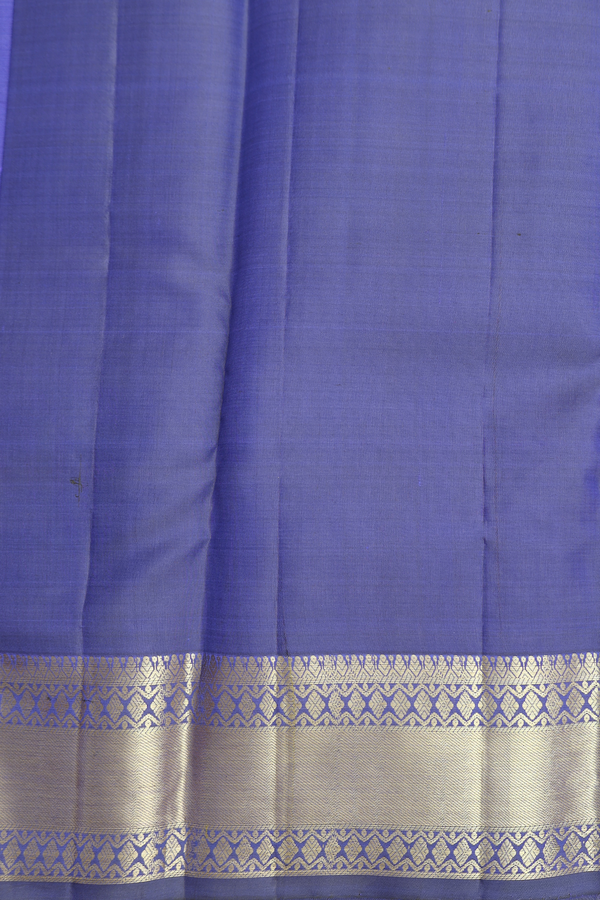 Kanchipuram Silk Saree In Misty Blue With Checks Design
