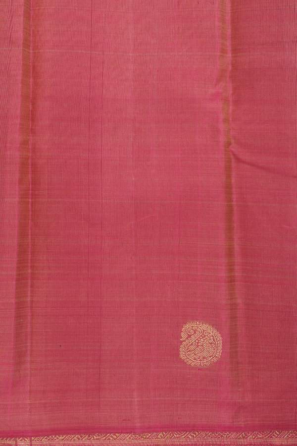 Kanchipuram Silk Saree In Moss Green With Checks Design