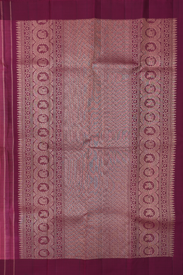 Kanchipuram Silk Saree In Mulberry With Jacquard Pattern