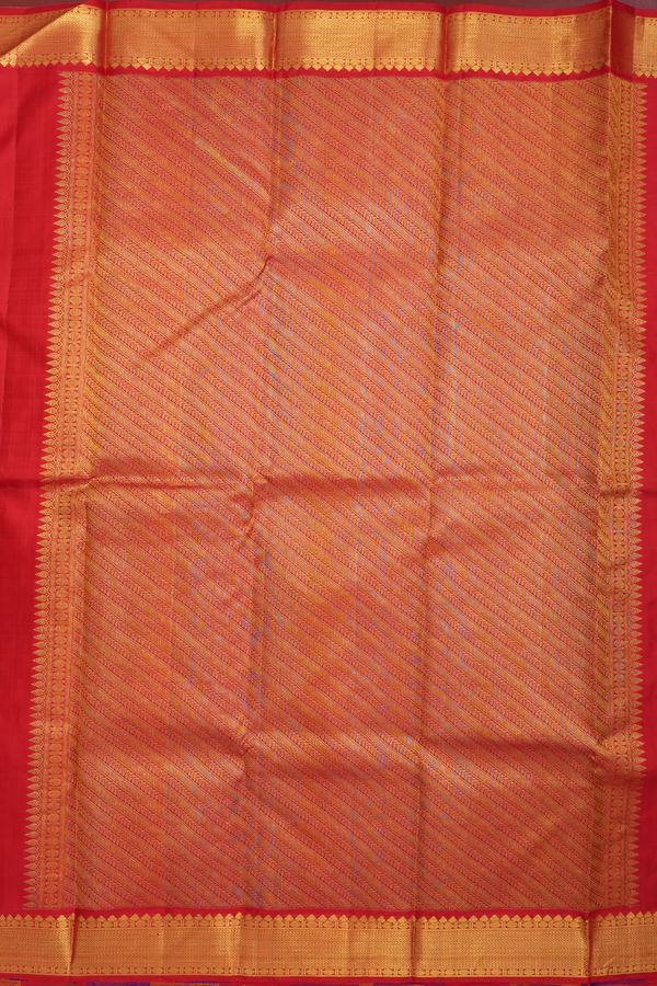 Kanchipuram Silk Saree In Multicolor Along Checks With Buttas