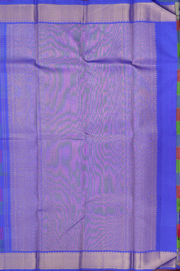 Kanchipuram Silk Saree In Multicolor Along Checks With Buttas