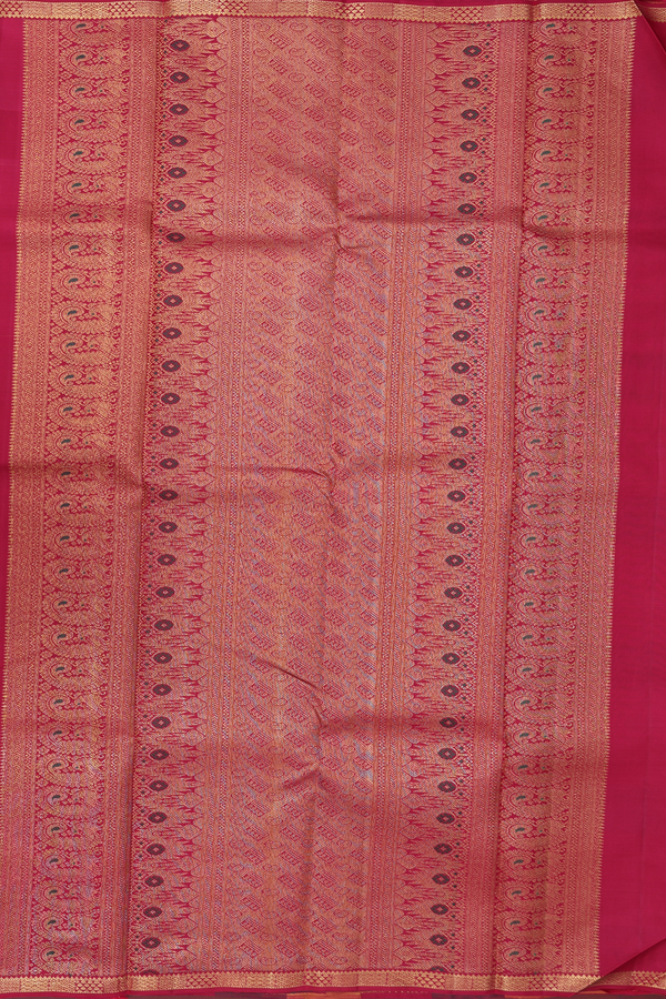 Kanchipuram Silk Saree In Multicolor Along Checks With Buttas