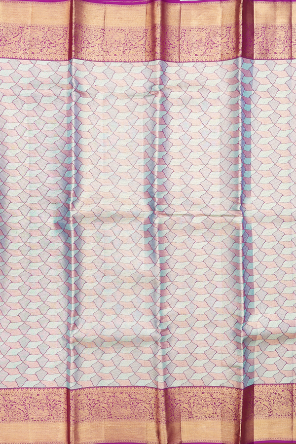 Kanchipuram Silk Saree In Multicolor Tissue With Allover Design