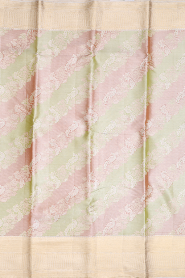 Kanchipuram Silk Saree In Multicolor Tissue With Peacock Design