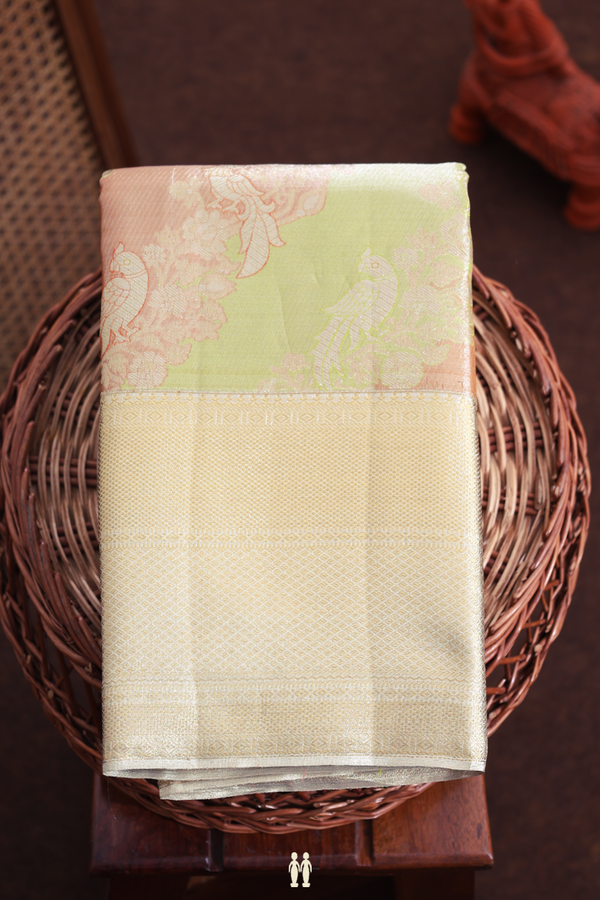 Kanchipuram Silk Saree In Multicolor Tissue With Peacock Design