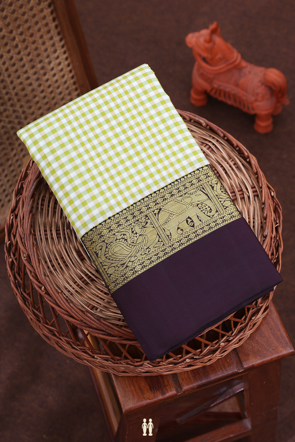Kanchipuram Silk Saree In Multicolor With Checks Design