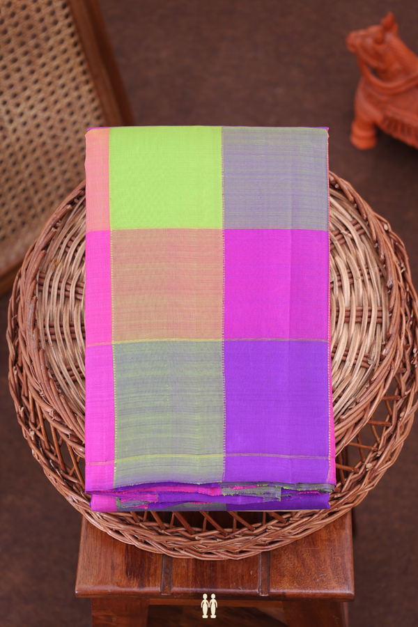 Kanchipuram Silk Saree In Multicolor With Checks Design