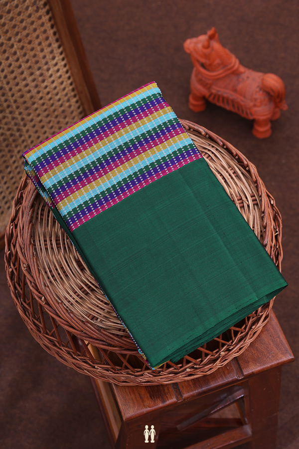 Kanchipuram Silk Saree In Multicolor With Checks Design