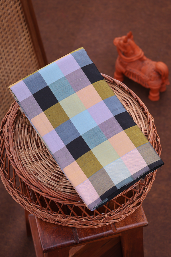 Kanchipuram Silk Saree In Multicolor With Checks Design