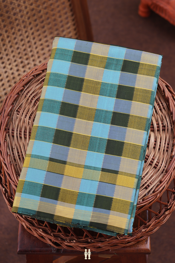 Kanchipuram Silk Saree In Multicolor With Checks Design