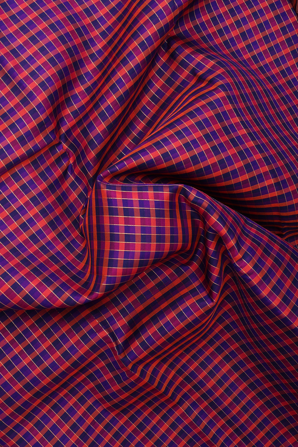 Kanchipuram Silk Saree In Multicolor With Checks Design