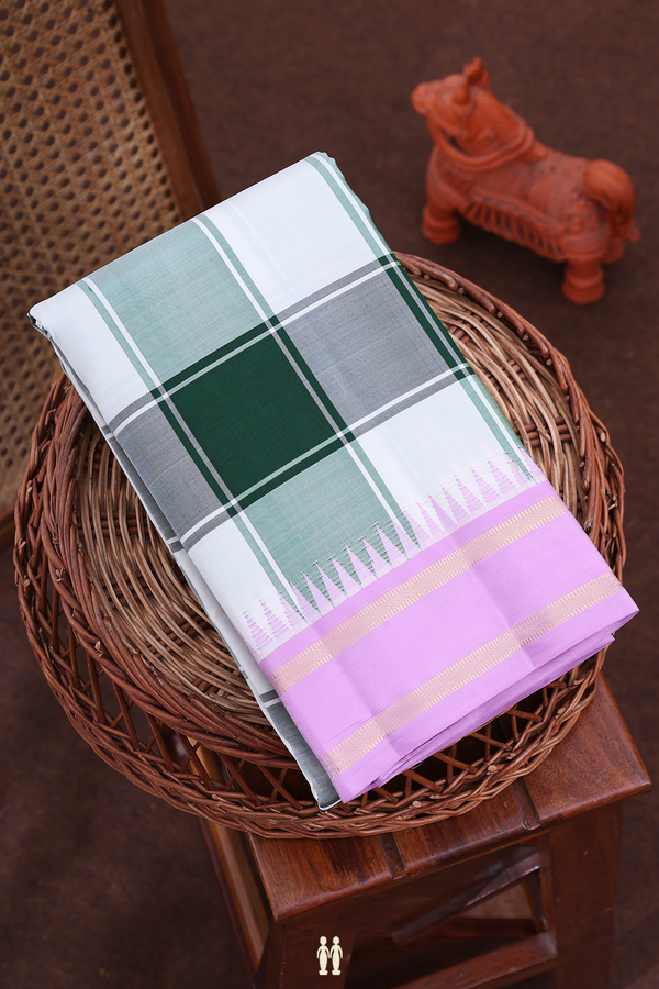 Kanchipuram Silk Saree In Multicolor With Checks Design