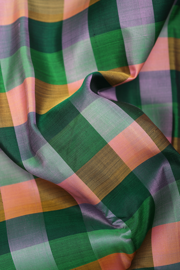 Kanchipuram Silk Saree In Multicolor With Checks Design