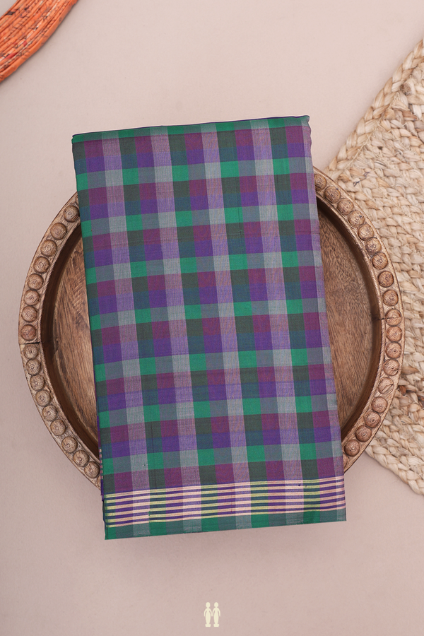 Kanchipuram Silk Saree In Multicolor With Checks Design