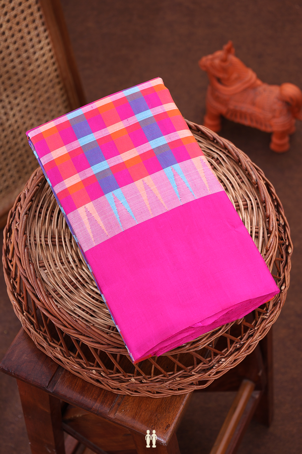 Kanchipuram Silk Saree In Multicolor With Checks Design