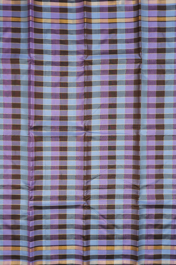 Kanchipuram Silk Saree In Multicolor With Checks Design