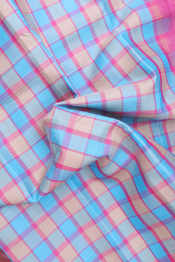 Kanchipuram Silk Saree In Multicolor With Checks Design