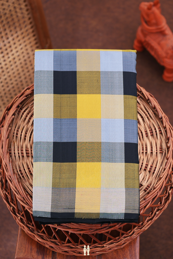 Kanchipuram Silk Saree In Multicolor With Checks Design