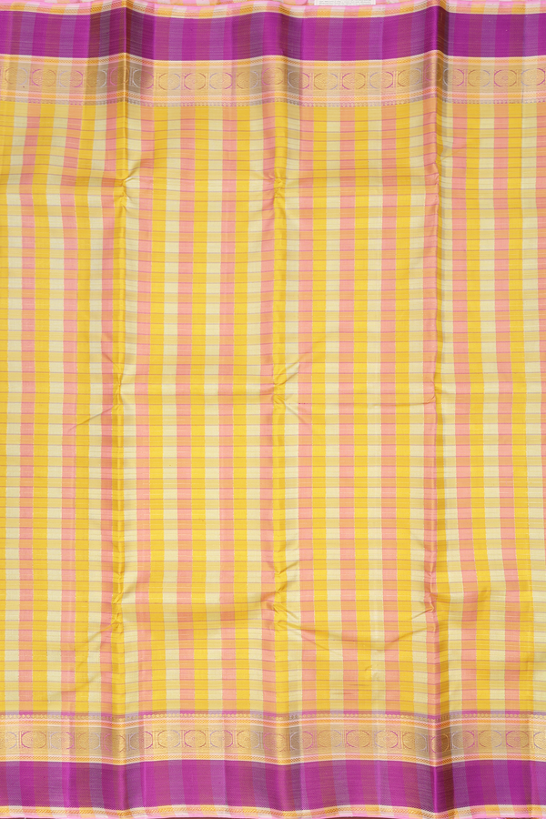 Kanchipuram Silk Saree In Multicolor With Checks Design