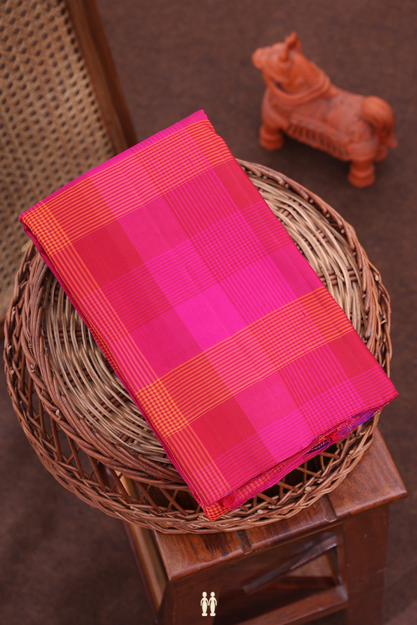 Kanchipuram Silk Saree In Multicolor With Checks Design