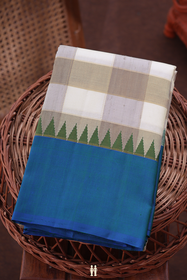 Kanchipuram Silk Saree In Multicolor With Checks Design